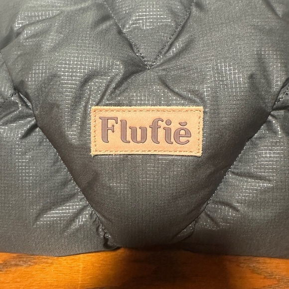 Flufie Shoulder Bag Jet Black Classic Quilted with Body Long Strap Puffer - Picture 3 of 8